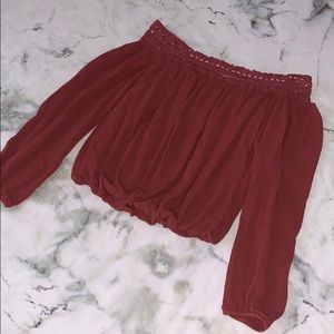 Off the shoulder long sleeve blouse